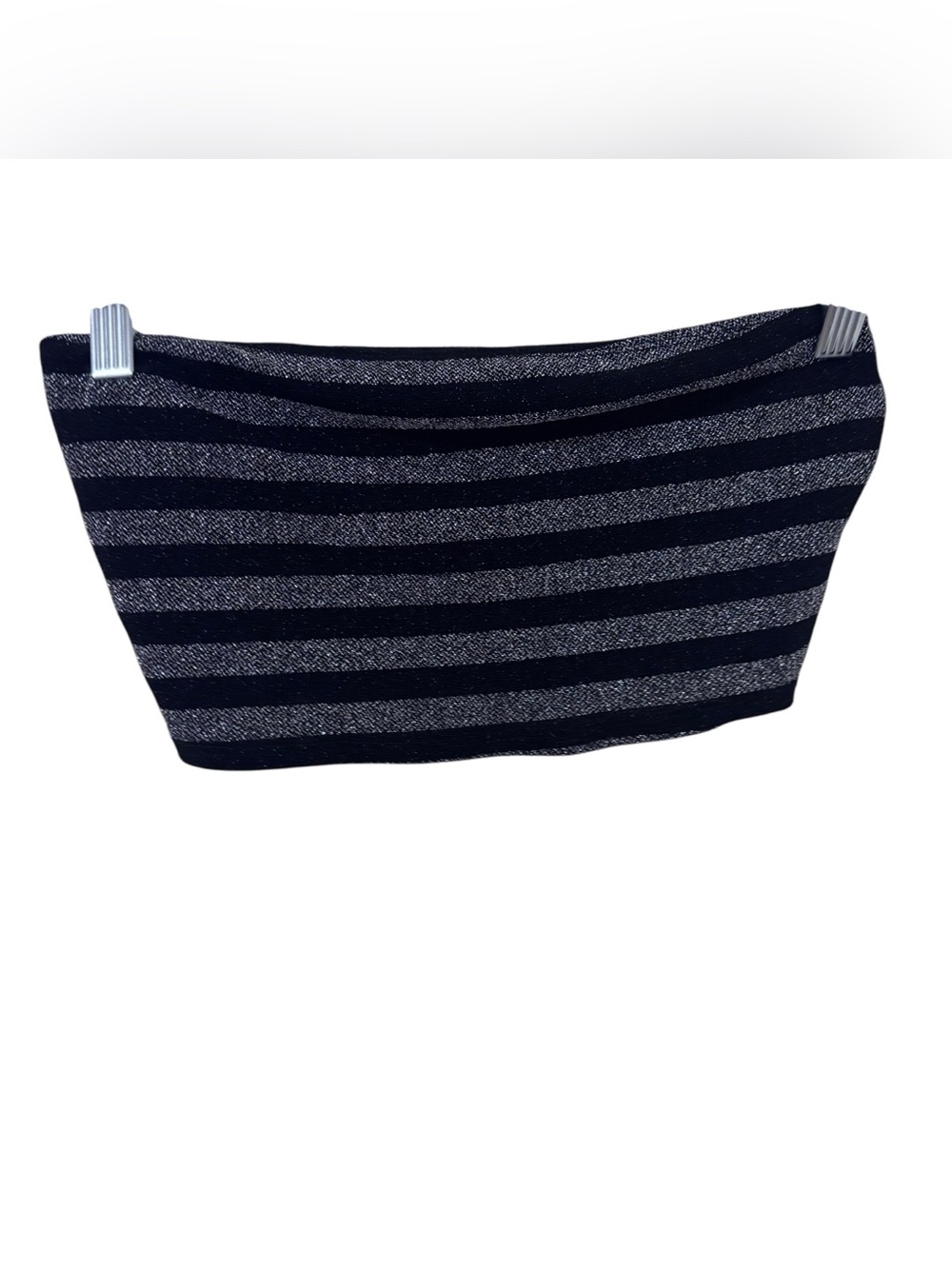 3/$15 Windsor metallic silver and back Striped Tube Top size m